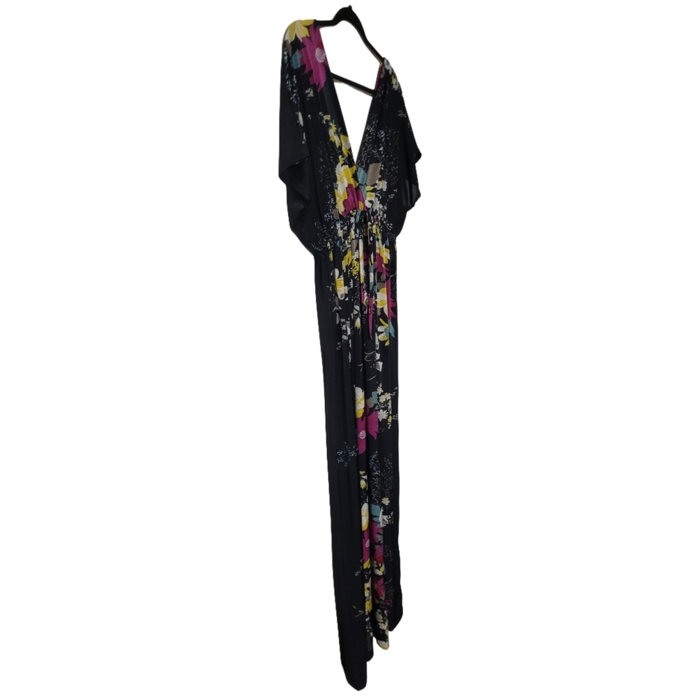 Floral Black V-Neck Maxi Dress Size 2X - Picture 3 of 7